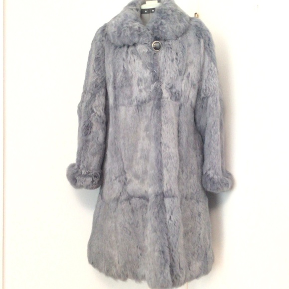 Vintage Real Gray Rabbit Fur Coat